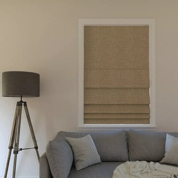 Sun Zero Blackout Somerton Taupe Texture Cordless Roman Window Shade 35" x 64" - Picture 2 of 8
